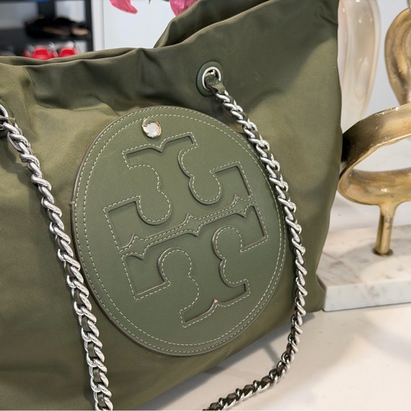 Tory Burch Dark Green Tote with Chain Straps - Picture 3 of 8